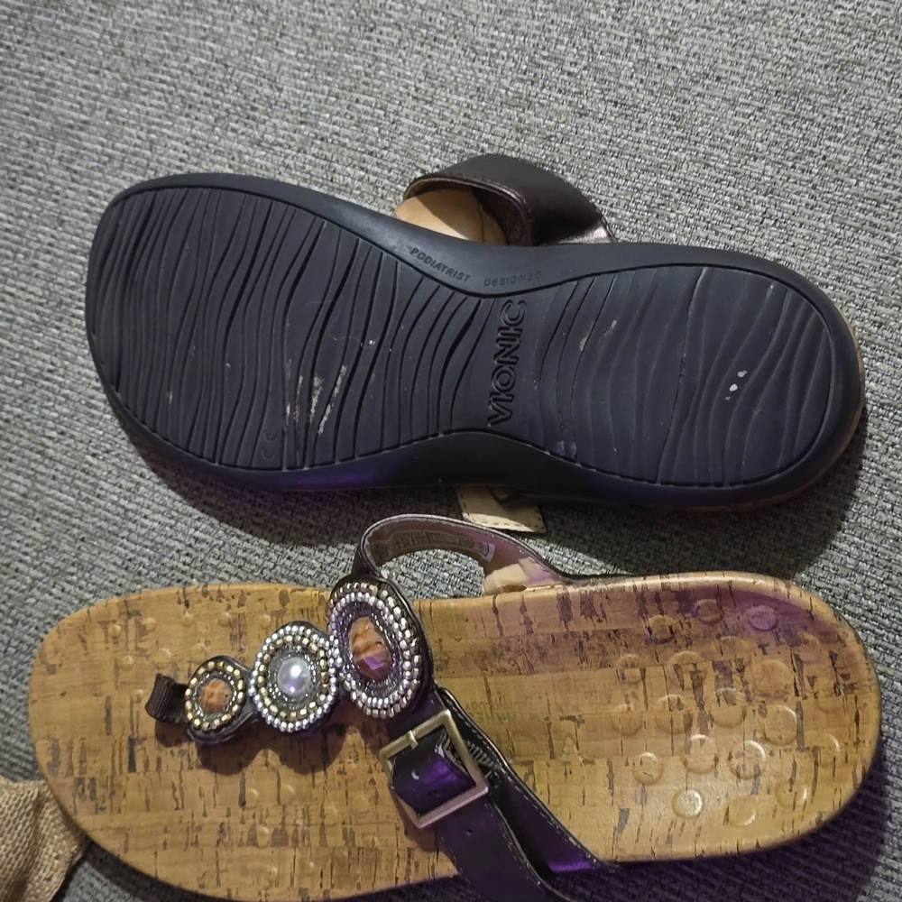 Vionic Brown Sandals with Beaded Accents - Picture 8 of 8